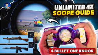 🔥4x scope unlimited guide  Customized sensitivity M416 amp DP28 BGMI [upl. by Aicenav]