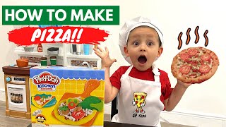 How to Make Pizza with Play Doh Playset  Play Doh Kitchen Creations [upl. by Glenda728]