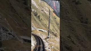 How to drive a Cogwheel train passing cliff  Swiss Alps  Mount Pilatus [upl. by Hutson]