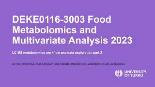 Food Metabolomics and Multivariate Analysis 2023  Parte 2 [upl. by Karoline573]