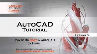 How to Copy Object in AutoCAD  Copy Command  Displacement in Copy Command  Ravi Swami  Cademate [upl. by Henryson8]