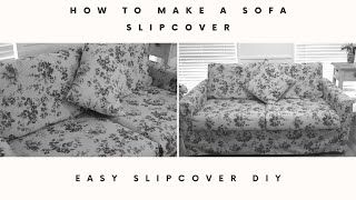 How to Make a Sofa Slipcover  Affordable Sofa Slipcover DIY  Sewing Your Own Sofa Slipcover [upl. by Mandal791]