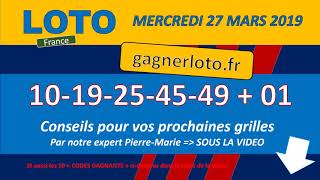 RESULTAT TIRAGE LOTO MERCREDI 27 MARS 2019 [upl. by Adnuhsar]