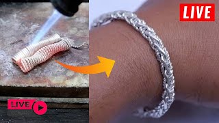 Heres how to make a beautiful silver bracelet🔥🔨 silver viral silver video jewelry [upl. by Ilyk]