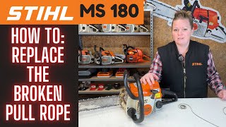 Stihl MS 180C Easy To Start Chainsaw  How To Replace The Pull Rope And Spring [upl. by Gillmore253]