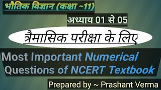 Important Numericals of ncert textbook physics 11th  भौतिक विज्ञान 11वी के महत्वपूर्ण आंकिक प्रश्न [upl. by Sall]