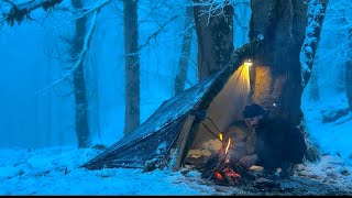 Surviving 30C SNOWSTORM Alone WINTER CAMPING Without TENT [upl. by Orv]