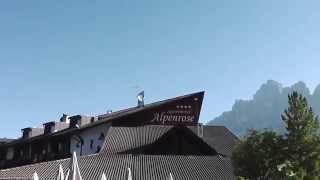 Sporthotel Alpenrose mit Blick auf Rotwand Berg der Dolomiten [upl. by Anauqahs]