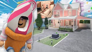 building a PINK BLOXBURG HOUSE WITH A BLUSH INTERIOR [upl. by Puri]