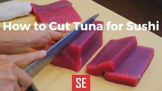 How to Cut Tuna Loin for Sushi  金枪鱼寿司 [upl. by Onaimad814]