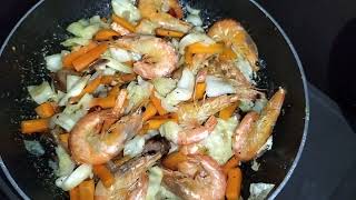 Fried cabbage with shrimp 🍤 🥬cooking vegetables seafood [upl. by Lundeen]