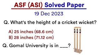 Dec 19 2023 ASF ASI Solved Mcqs [upl. by Brand]