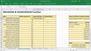 Use Excel To Convert Date To Week Number Using WEEKNUM and ISOWEEKNUM [upl. by Ainerol]