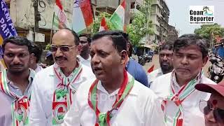 Goan Reporter Congress candidate Capt Viriato Fernandes along with supporters campaign at Baina [upl. by Aseuqram163]