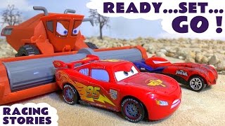 Cars Toys Racing with Lightning McQueen and Frank [upl. by Ellata]