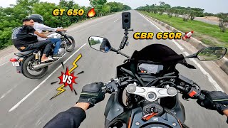 Continental GT 650 vs CBR 650R🚀  Drag Race Competition🔥 [upl. by Nylidam]