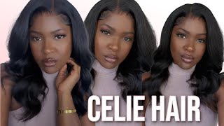 SHORT 14 INCH HD LACE BODY WAVE WIG INSTALL FROM START TO FINISH  FT CELIE HAIR [upl. by Roath812]