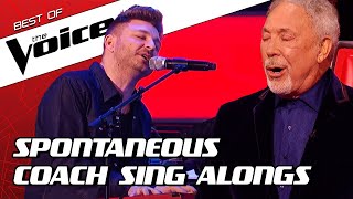 TOP 10  SURPRISE Coach SING ALONGS during the Blind Auditions in The Voice [upl. by Dressler851]