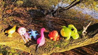 Animal Toy Fun at the Lake  Learn Animal Names amp Facts Rabbit Duck Mouse Crocodile [upl. by Ellery]