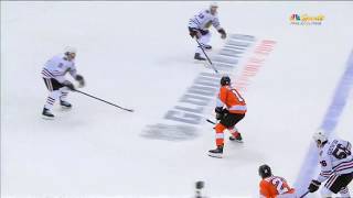 Travis Konecnys 2nd Goal  Philadelphia Flyers vs Chicago Blackhawks 10419 Global Series [upl. by Ruckman]