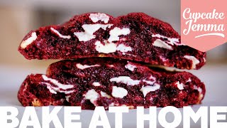 Red Velvet New York Cookie Recipe  Cupcake Jemma [upl. by Nylirehs]