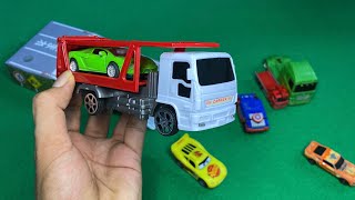 A Vehicle Car Carrier Review Runs and Slope Driving Test with Truck Mini Car Disney Pixar Car [upl. by Aleahcim346]