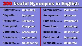 200 Useful Synonym Words in English  Build up Your English Vocabulary [upl. by Kinna705]