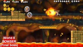 New Super Mario Bros Wii ★All Boss Fights★ With 3 Players Part 2 2 [upl. by Anis]