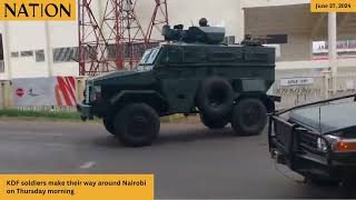 KDF soldiers make their way around Nairobi on Thursday morning [upl. by Gerrald847]