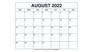 Printable August 2022 Calendar Templates with Holidays  Wiki Calendar [upl. by Bonnice]