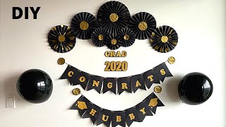 Graduation Party Decoration Ideas at Home  DIY Paper Backdrop for Graduation [upl. by Brendis]