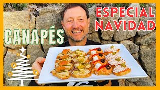 4 CANAPÉS FACILÍSIMOS con Pan Tostado Especial Navidad   Recetas en 5 Minutos [upl. by Hoagland]