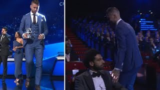 👀 Mo Salah isnt impressed when Sergio Ramos touches his shoulder [upl. by Alrahs]