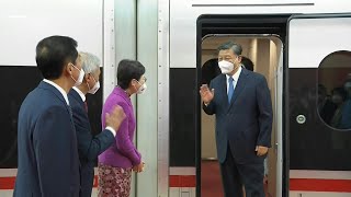 Chinas Xi Jinping arrives in Hong Kong for citys 25th handover anniversary  AFP [upl. by Doralynn]