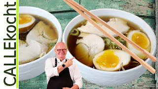 Ramen Asiasuppe mit kräftiger Hühnerbrühe selber kochen Rezept [upl. by Funda98]