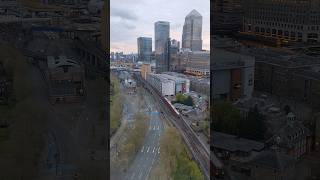 London Docklands Light Railway train heading to Westferry view of Canary Wharf [upl. by Basilio]