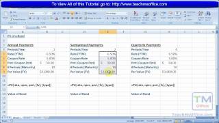 Excel Finance  Calculate the Present Value of a Bond with Semiannual or Quarterly Interest Payments [upl. by Sedruol]