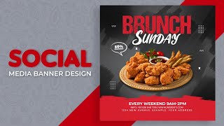 Food social media banner design for Freepik I Photoshop Tutorial [upl. by Burnham7]