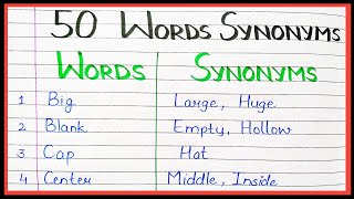 50 Synonyms words in english  what is synonyms of  English synonyms [upl. by Zachery]