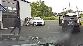 East Hartford Officers Fire Gun at Stolen Vehicle Who Rammed a Police Cruiser at an Auto Shop [upl. by Sana]