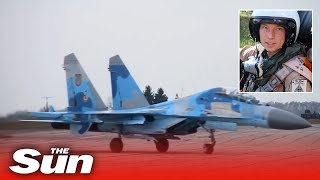 Ukrainian pilots train to adapt to the new F16s [upl. by Enymzaj862]