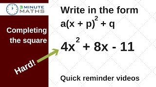 Higher level completing the square write in the form ax  psquared  q [upl. by Lightfoot]