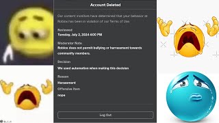 ROBLOX DELETED MY ACCOUNT [upl. by Iohk154]