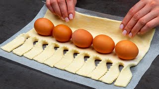 Simple and quick appetizer recipe  with eggs and puff pastry [upl. by Nivrehs604]