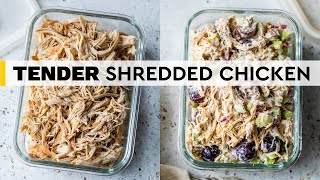 EASY SLOW COOKER SHREDDED CHICKEN RECIPE  Perfect For Meal Prep [upl. by Longfellow]