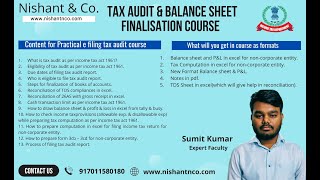 Tax Audit Live Practical EFiling Course  What is Tax Audit as per Income Tax Act  1961 [upl. by Claudetta]