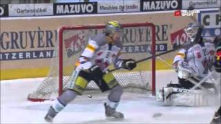 Not  Goal of the Year Puck breaks in half after shot  Fribourg Gotteron vs EHC Biel [upl. by Gibeon966]