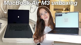 MacBook Air M3 Unboxing 15 inch  setup widgets aesthetic customization [upl. by Raymond249]