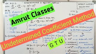 Undetermined coefficient method  HOD  GTU  Amit Pokar [upl. by Naeruat921]