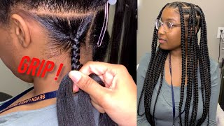 Flat Large knotless braids  details and tips for beginners [upl. by Rockwell]